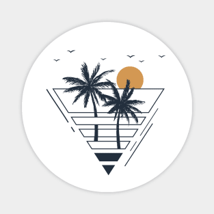 Sunset And Palms. Summer Time. Geometric Style Magnet